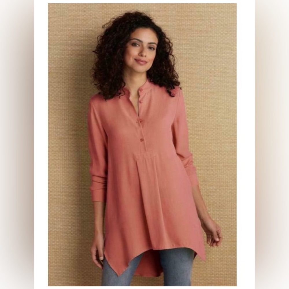 Soft Surroundings Symphony Night Flowy Tunic Coral Size Small